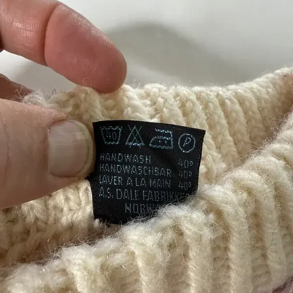 Vintage Dale Of Norway Pure New Wool Maroon White Knit Sweater Adult Size L 52 - Picture 5 of 13